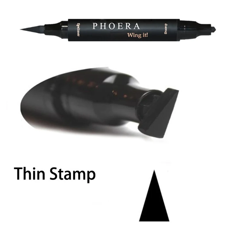 PHOERA 2 в 1 жидкая чёрная подводка для глаз + штамп Водонепроницаемая Косметика