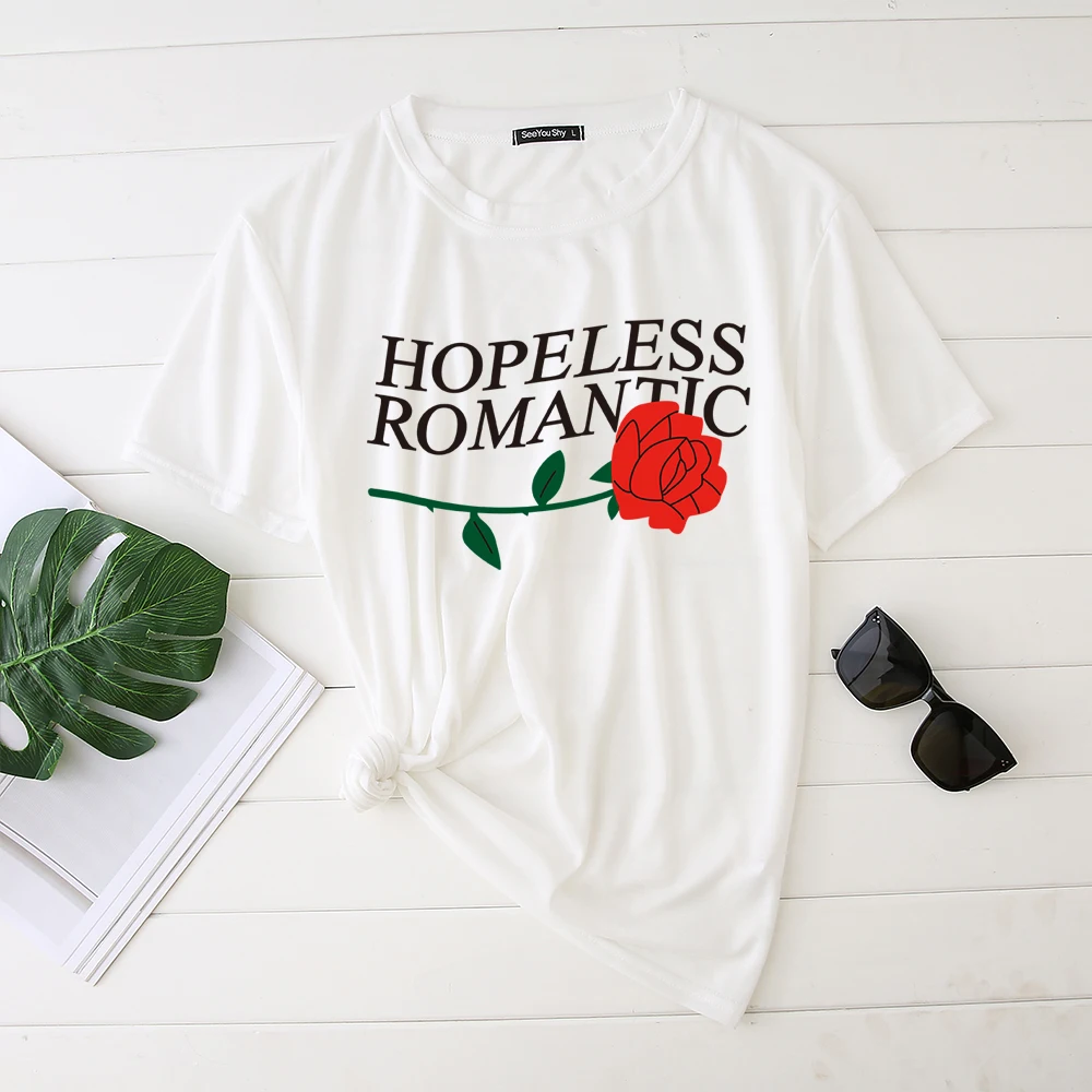 Женская футболка с принтом в виде Розы Seeyoushy безhopless Tumblr летняя уличная рисунком