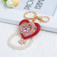 creative new love key ring key chain shoes key chain charm heart shaped pearl wallet pendant car key chain gift women girl