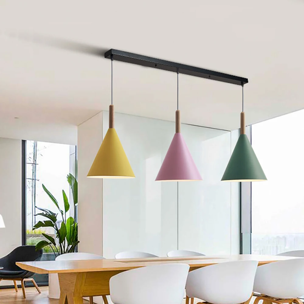 

Light Fixtures Led-Pendant-Lamp Room-Decor Metal Dinning Nordic-Design E27 7 colors