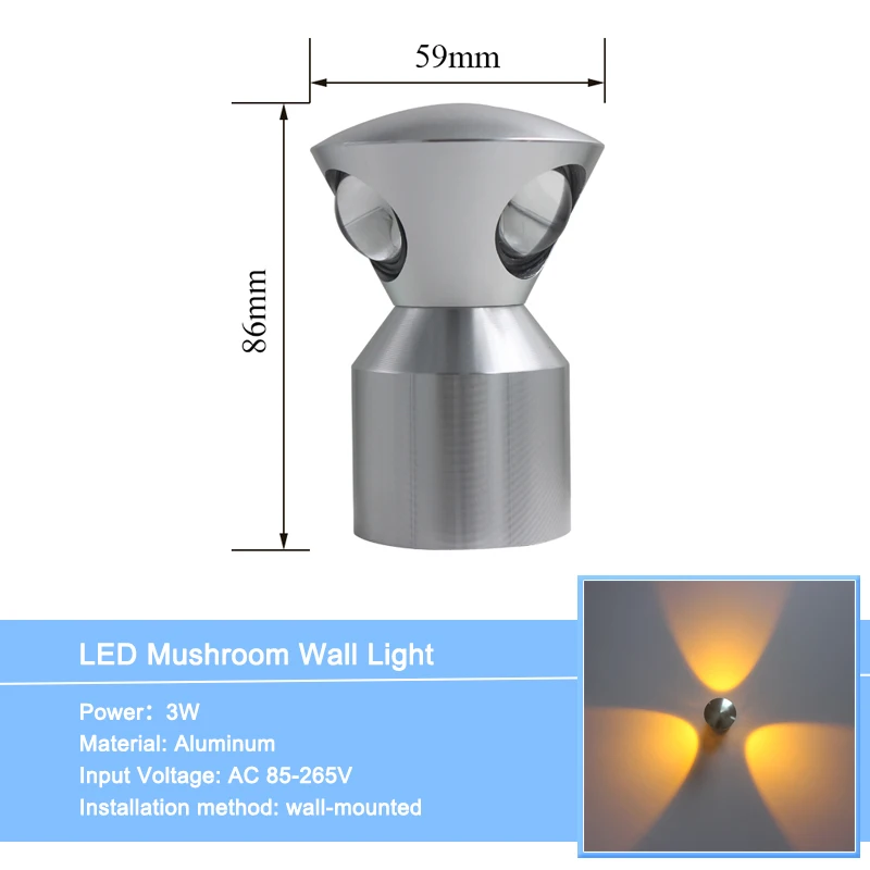 Wandlamp 3W4W5W светодиодный настенный светильник AC85-265V алюминиевый круглый прикроватный светильник для дома фойе освещение для гостиной спальни - Цвет абажура: 3W