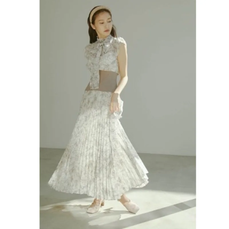 

Женское приталенное платье с цветочным принтом, небольшое приталенное платье в японском стиле с короткими рукавами, шнуровкой и высокой та...