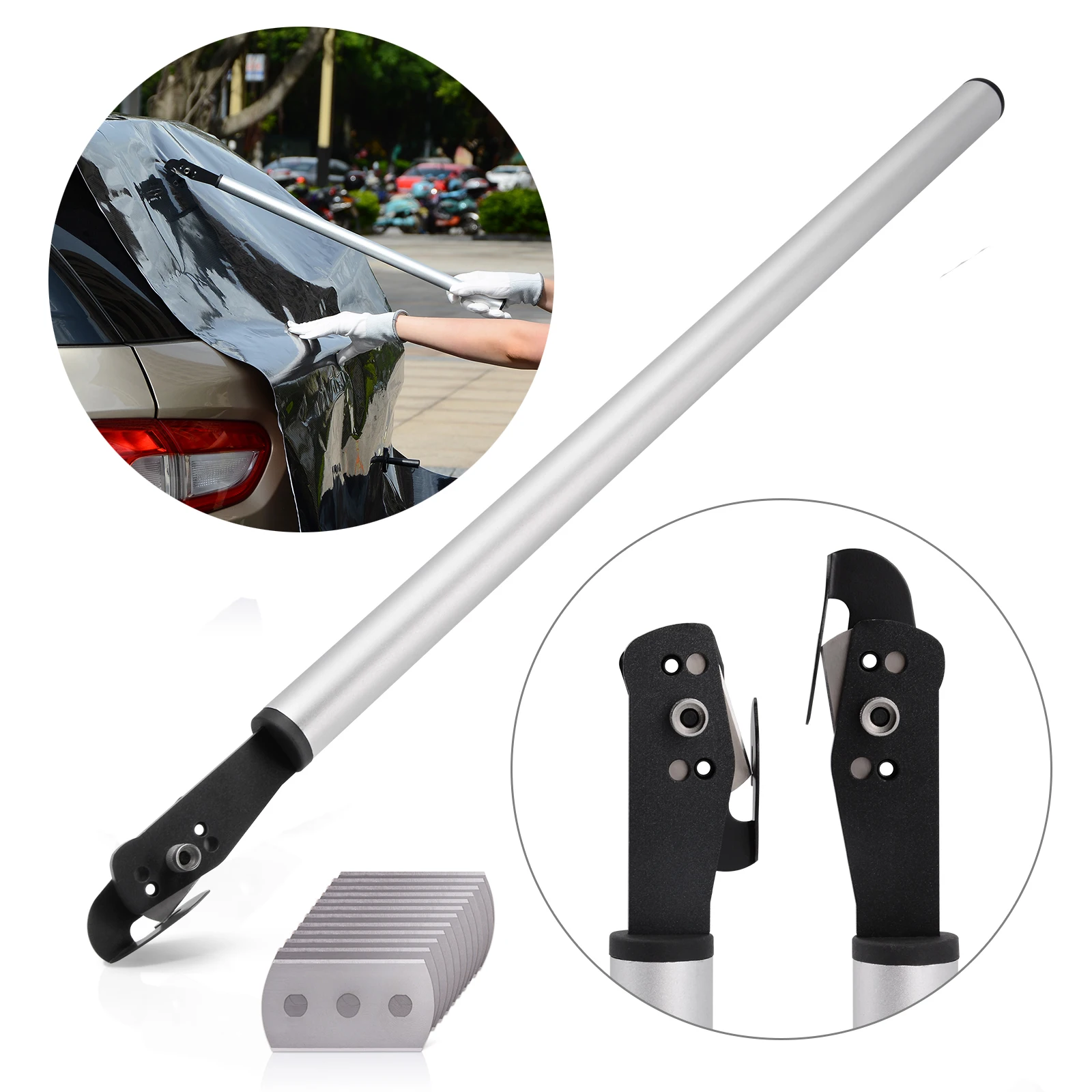 FOSHIO длинная ручка тефлоновый резак для виниловых наклеек + 10 шт. лезвие