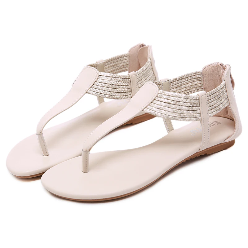 

New Arrivals Women Sandals Summer Beach Sandals Female Fashion PU Flat Sandals Gladiator Sandalias Footwear