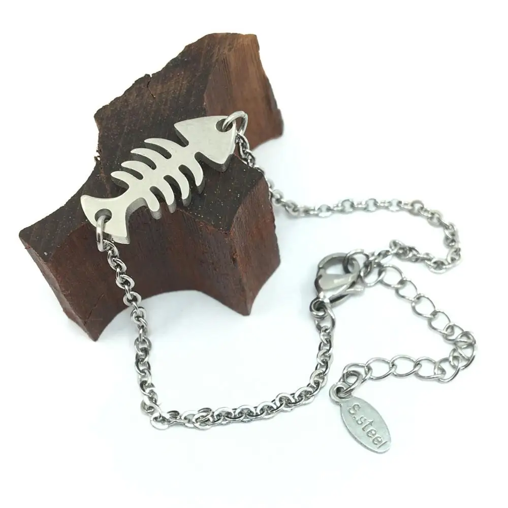 Рыбьи костяные соединители из нержавеющей стали свободные бусины для ювелирных