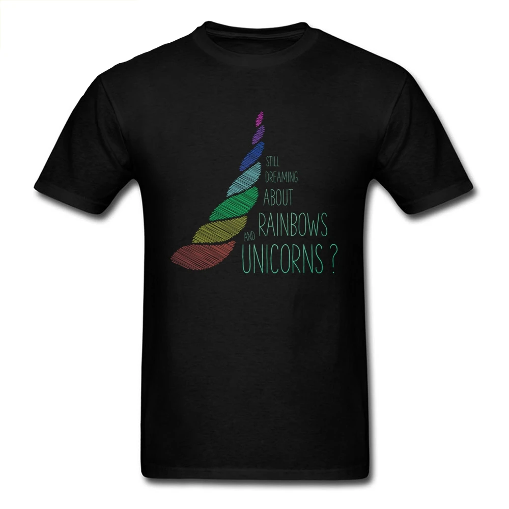 

Rainbows And Unicorns Dream Men T Shirt Funny T-shirt Summer Letter Striped Clothing Cotton Tshirt Black Tops Tees