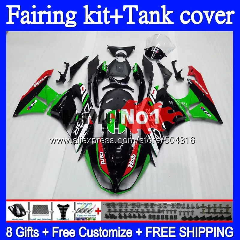 

Корпус для KAWASAKI ZX600 ZX 636 600CC ZX636 ZX 6R 99MC. 110 ZX-636 ZX-6R 2009 2010 2011 2012 ZX6R 09, 10, 11, 12, обтекатель, зеленого и черного цвета