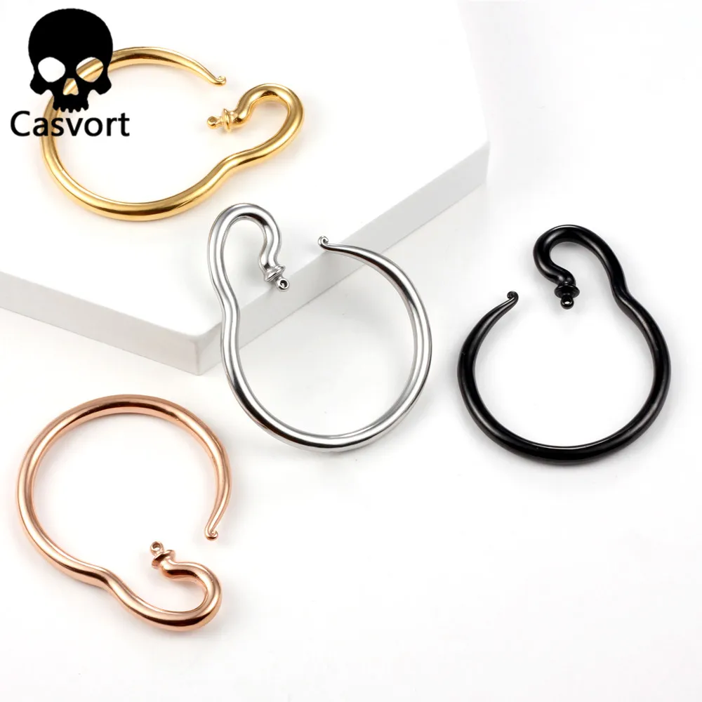 

Casvort 2 PCS DIY Ear Tunnel Plug Piercing Ring Expander Hook Weight Stretchers Fashion Body Jewelry Women Wedding Gift