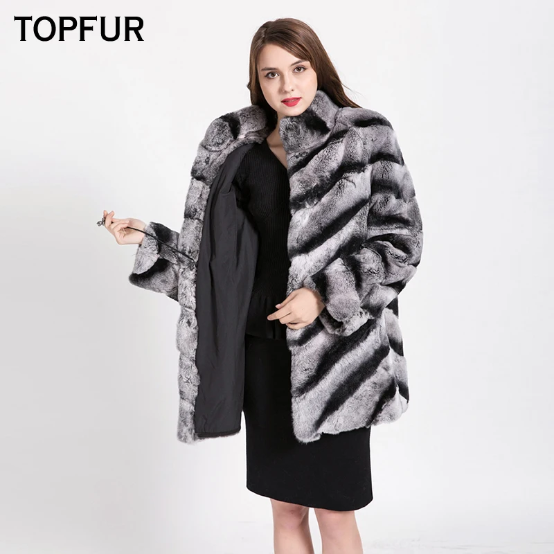 TOPFUR New Arrival High Quality Genuine Rex Rabbit Fur Coat Real Rex Rabbit Fur Thick Warm Winter Coat Slim Luxury Fashion Coats enlarge