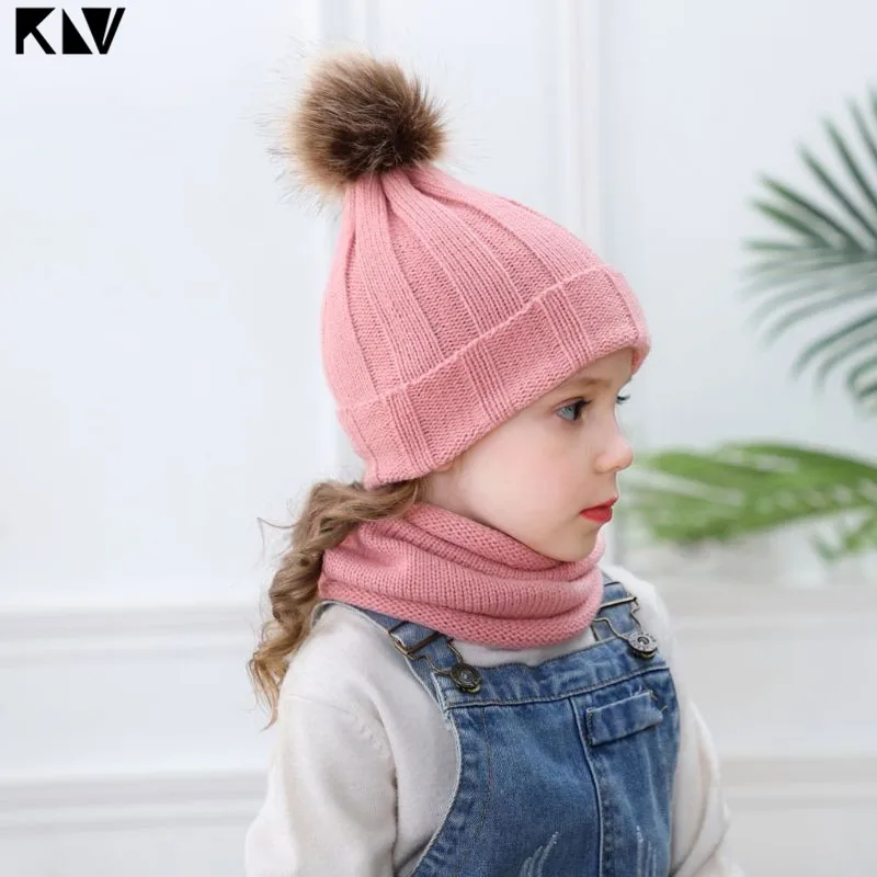 2pcs/set Fashion Newborn Baby Hats Knitted Warm Pom Round Machine Cap Protects Ear Bonnet Winter Caps + Scarf Suits | Детская одежда и