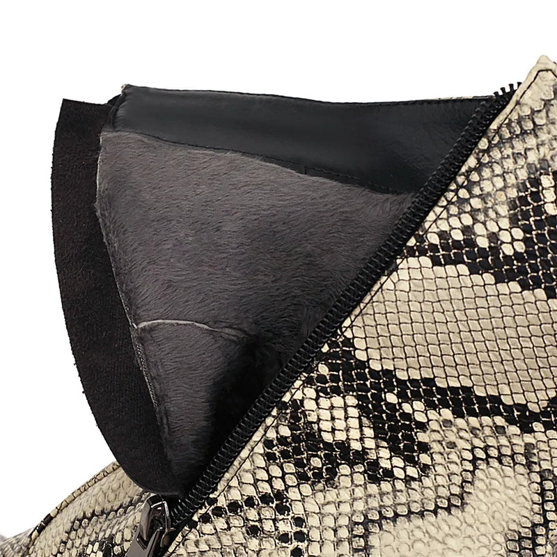 

ESRFIYFE 2020 New Nake Skin Pu Western Ankle Boots Women High Heels Booties Female Pointed Toe Shoes Ladies Zip Shoes Winter