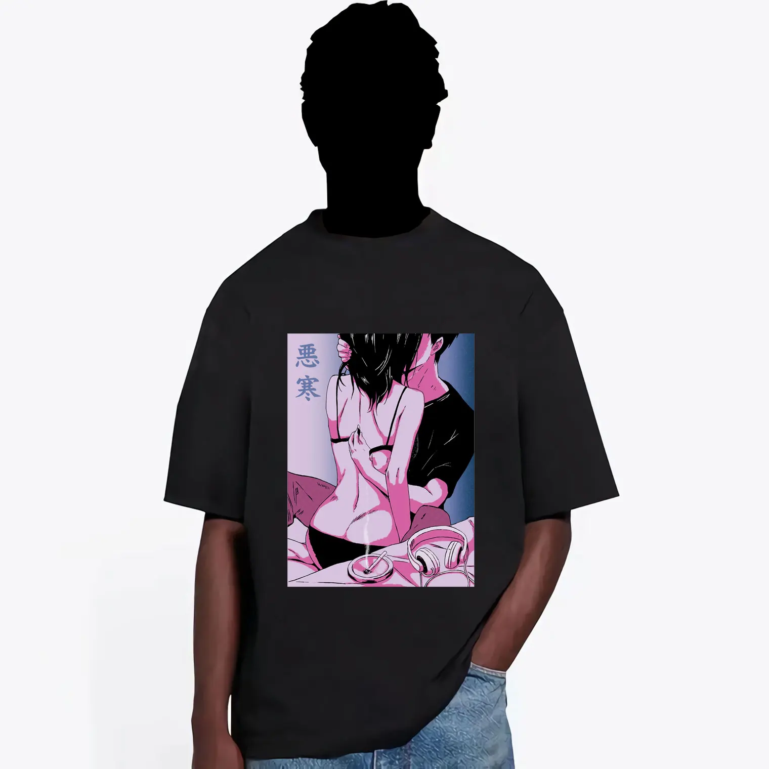 

Summer New Harajuku Streetwear Oversized Men Japanese Anime 90S 80S Tshirt Neon Graphic Aesthetic T Shirt Cartoon Short Sleeve