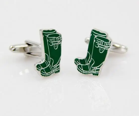 10 пар/лот Pretty Green Красные сапоги запонки Медь эмали обувь Украшения для мужчин