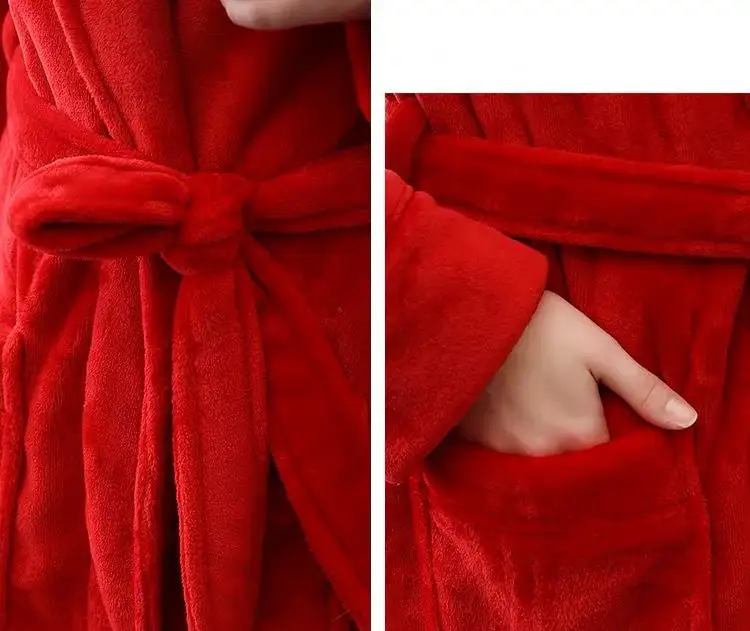 

Couple Sleepwear Flannel Robe Plus Size 3XL Kimono Gown Nightgown Men Nightdress Autumn Winter New Bathrobe Intimate Lingerie
