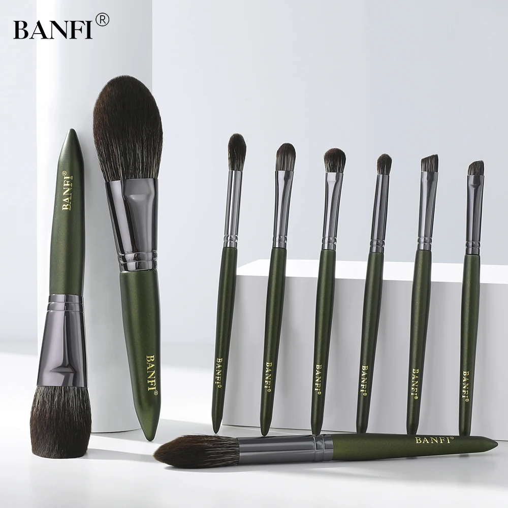 

BANFI 13pcs Green Makeup Brushes Set Cosmetic Powder Eye Shadow Foundation Blush Blending Beauty Tool Make Up Brush Maquiagem