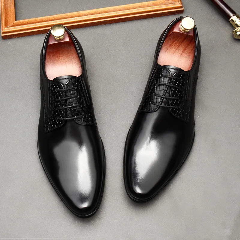 Туфли-оксфорды мужские ручной работы Роскошные на шнуровке заостренный носок