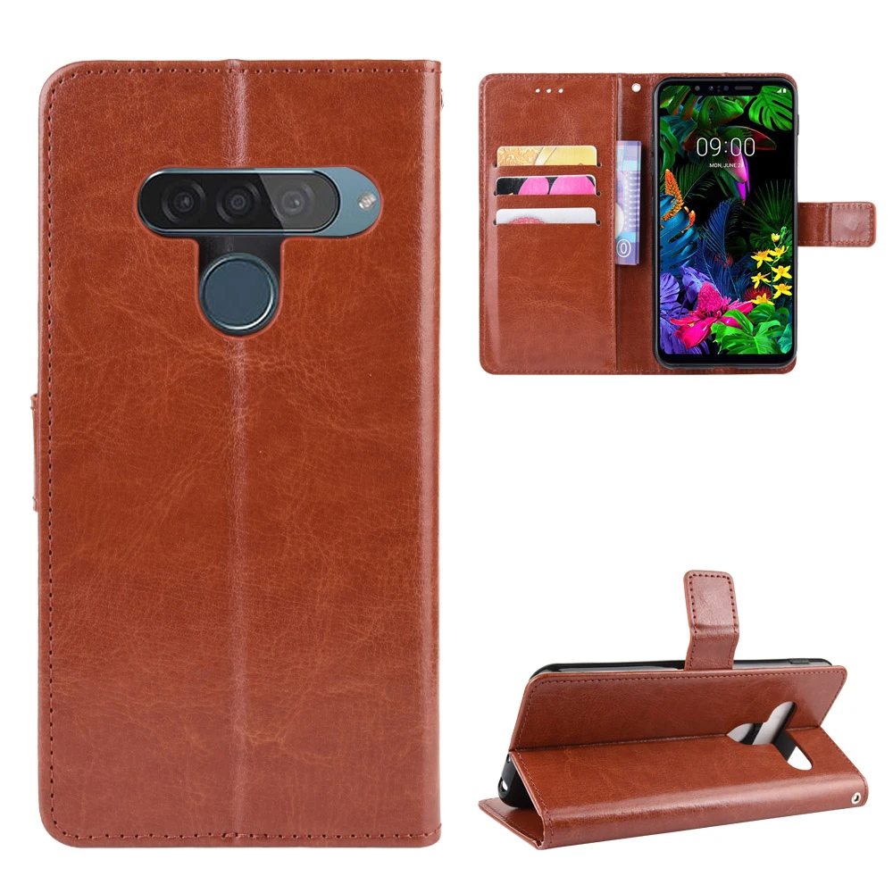 Чехол для LG G8S ThinQ из искусственной кожи с узором Crazy Horse откидной Кошелек