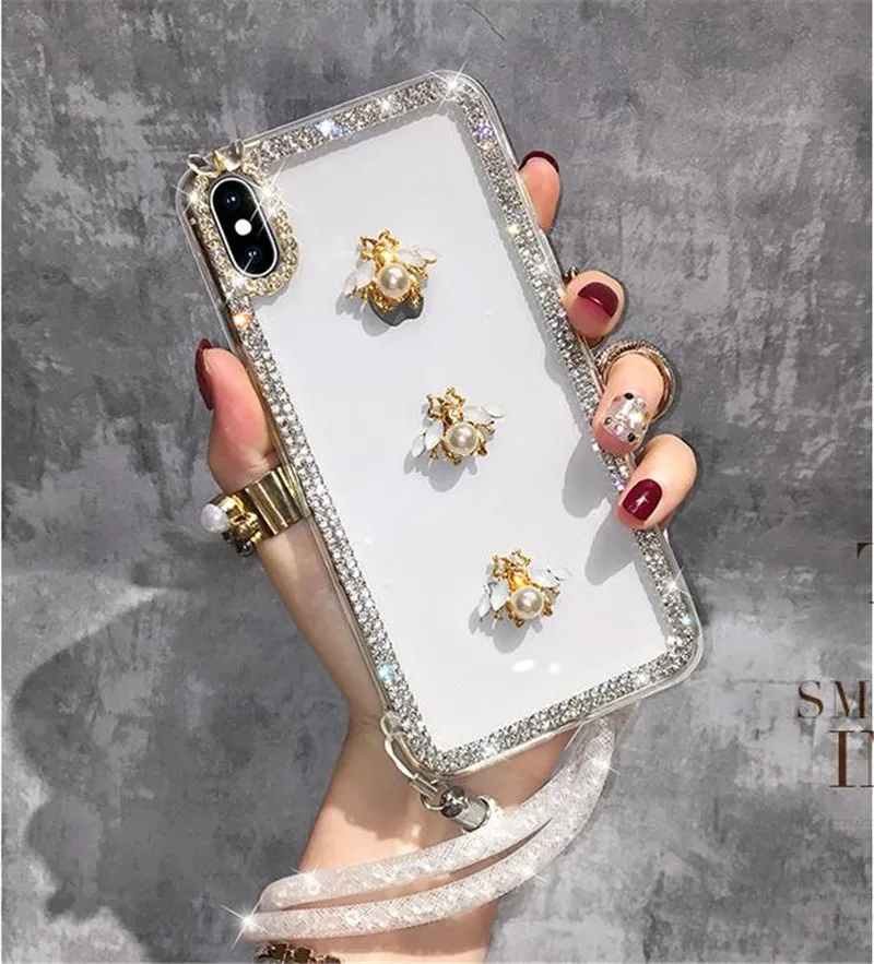 For Huawei Honor 8 9 10 20 Lite V10 V20 7X 8X 9X Nova2 3 4 5 Bling Rhinestone Diamond Lady Claw Chain Jewelry Crystal Case Cover |