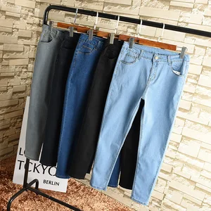 Женские узкие джинсы с высокой талией, облегающие джинсовые брюки размера плюс, Q9143, для весны