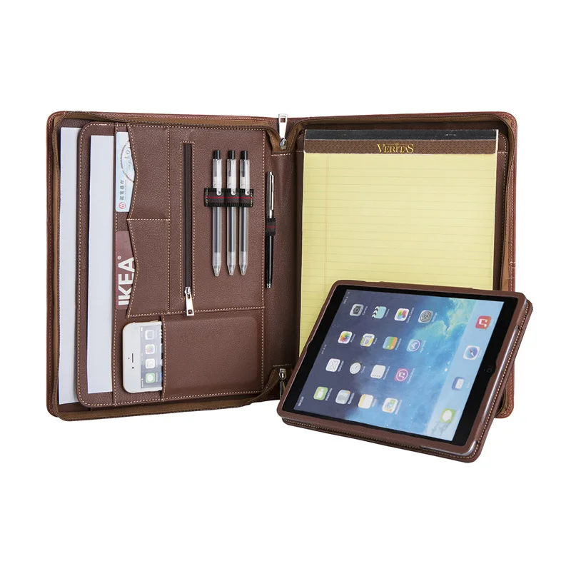 Brown-Pro 9.7 inch Профессиональный портфель из натуральной кожи папка с подставкой держатель планшета, Padfolio Альбом работ Папка Бизнес-органайзер-коричневый - Цвет: Brown-Pro 9.7 inch