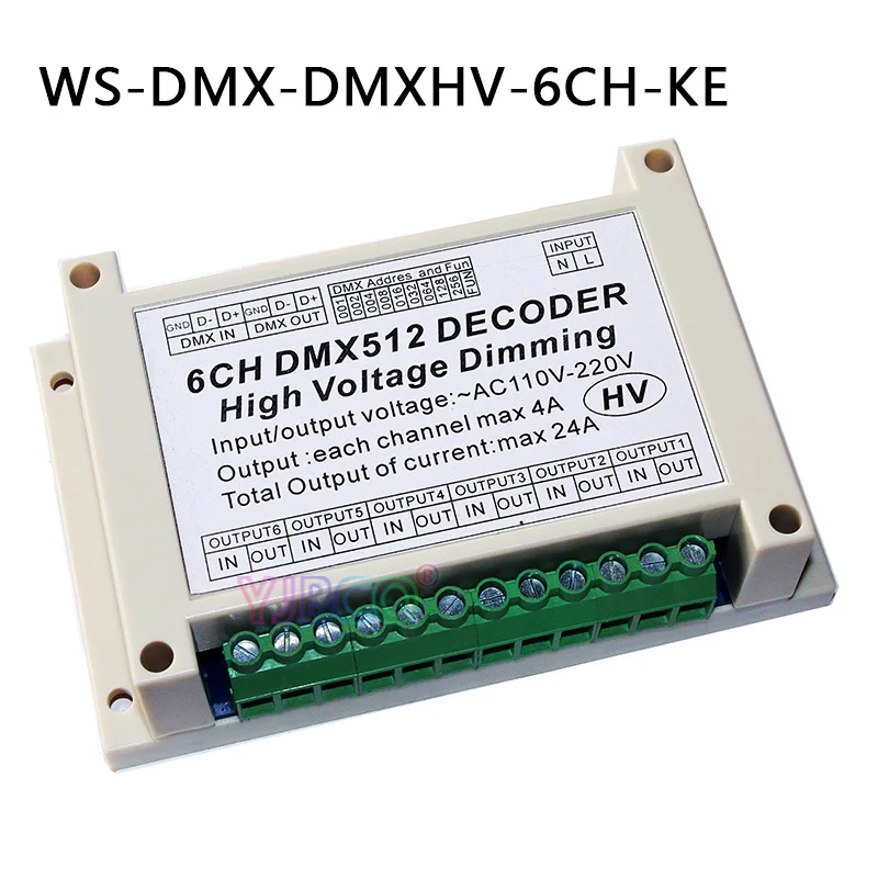 6CH/12CH DMX512 кремниевый управляемый затемнения Диммер переключатель цифровой