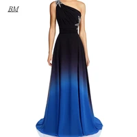 2022 black blue gradient prom dresses beaded long chiffon ombre formal evening bridesmaid party gown vestidos robes de soiree