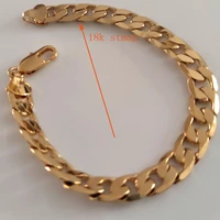 18ct yellow gold gf heavy miami curb cuban link chain mens bracelet solid genuine chunky jewellery 21cm