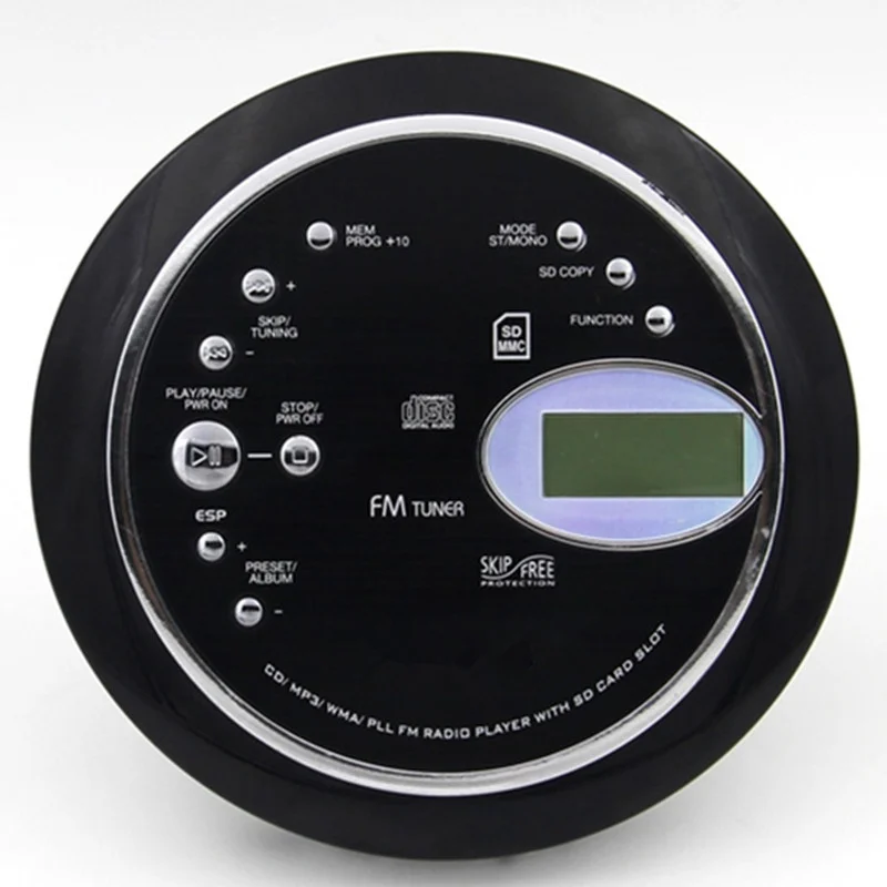 Портативный музыкальный плеер CD Walkman совместим с MP3 wma фотоформат FM-радио