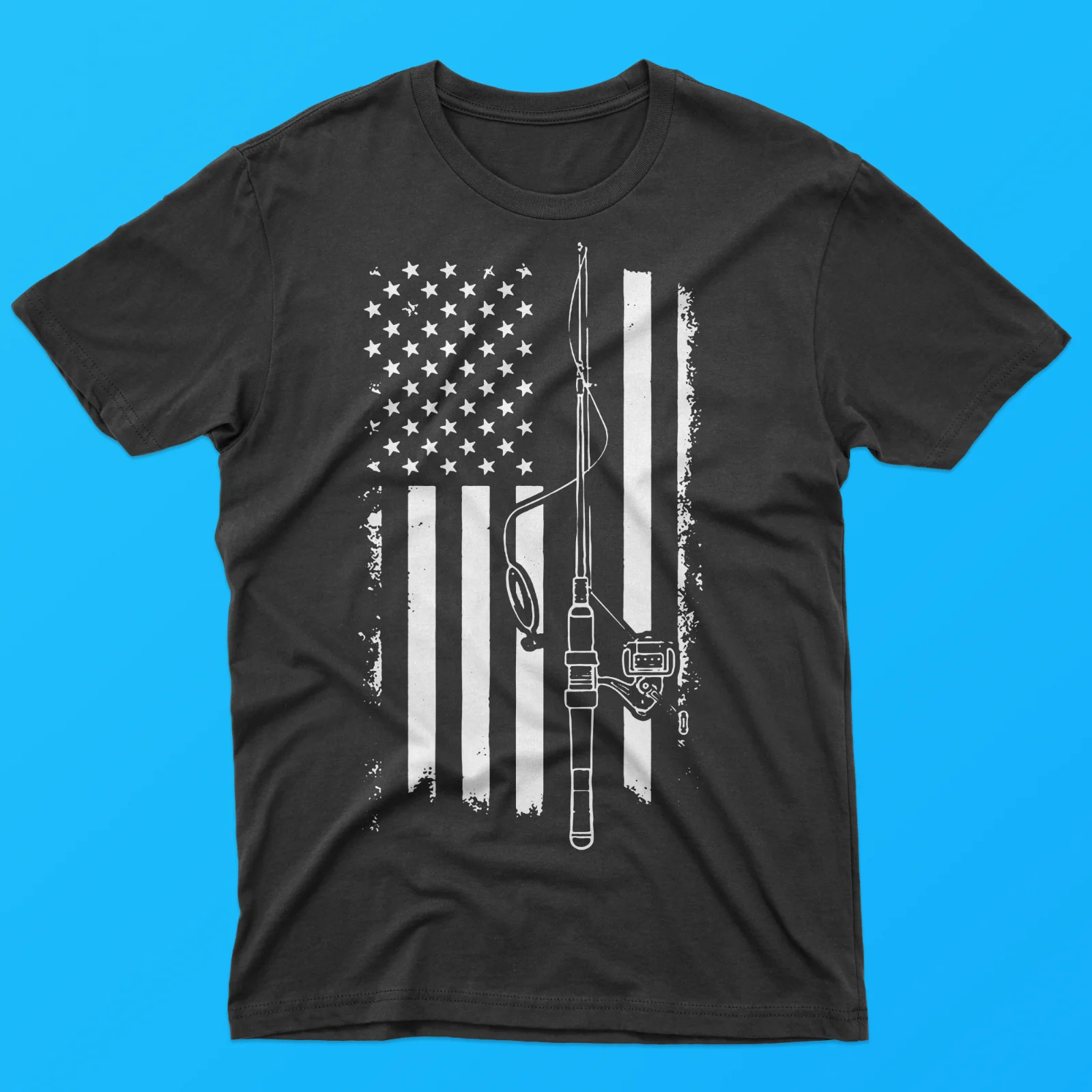 

Fishing Men T shirt USA Fishing Flag Gift For Fisherman Fisher Tee Shirt Cool