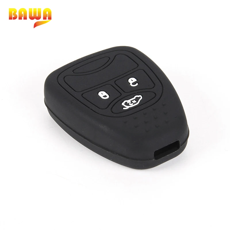 

BAWA Car Key Case Cover Protector Shell Rubber Black Accessories for Jeep Wrangler 2007-2017