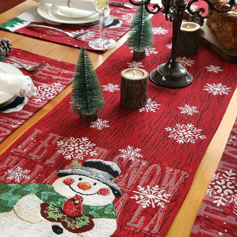 

2022 Christmas Deer Embroidered Table Runner Table For Christmas Tablecloths Waterproof And Dustproof Rectangular Tablecloth