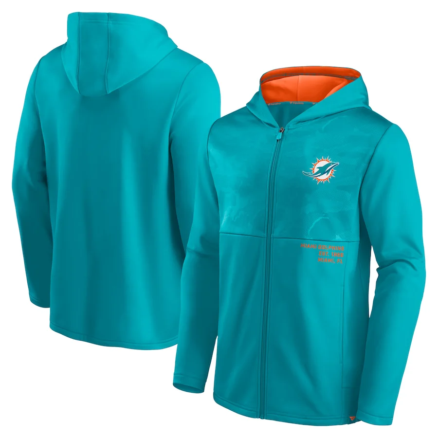 

Miami men Sweatshirt Dolphins Fanatics Branded Defender Full-Zip Winter Jackets coat American Football zip up Hoodie for Jacket