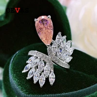 oevas 100 925 sterling silver 713mm paparacha pink high carbon diamond flower rings for women sparkling wedding fine jewelry