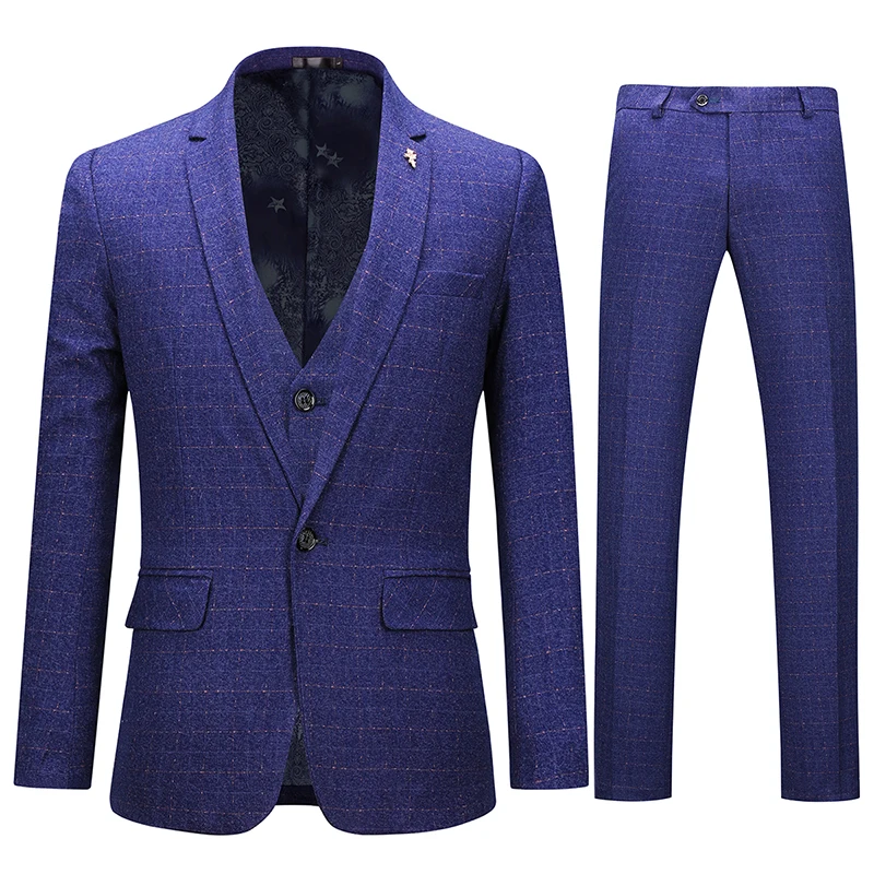 Мужской костюм YUNCLOS серый банкетный из 3 предметов с одной пряжкой пиджак + жилет