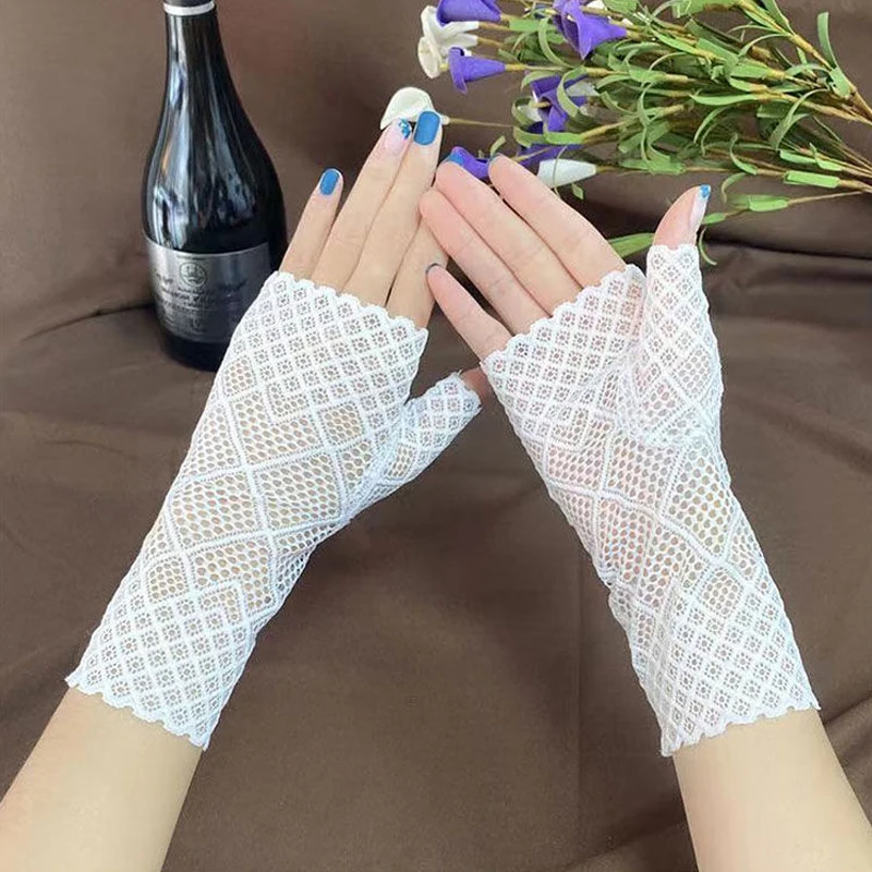 Перчатки женские кружевные пикантные танцевальные перчатки в сеточку с