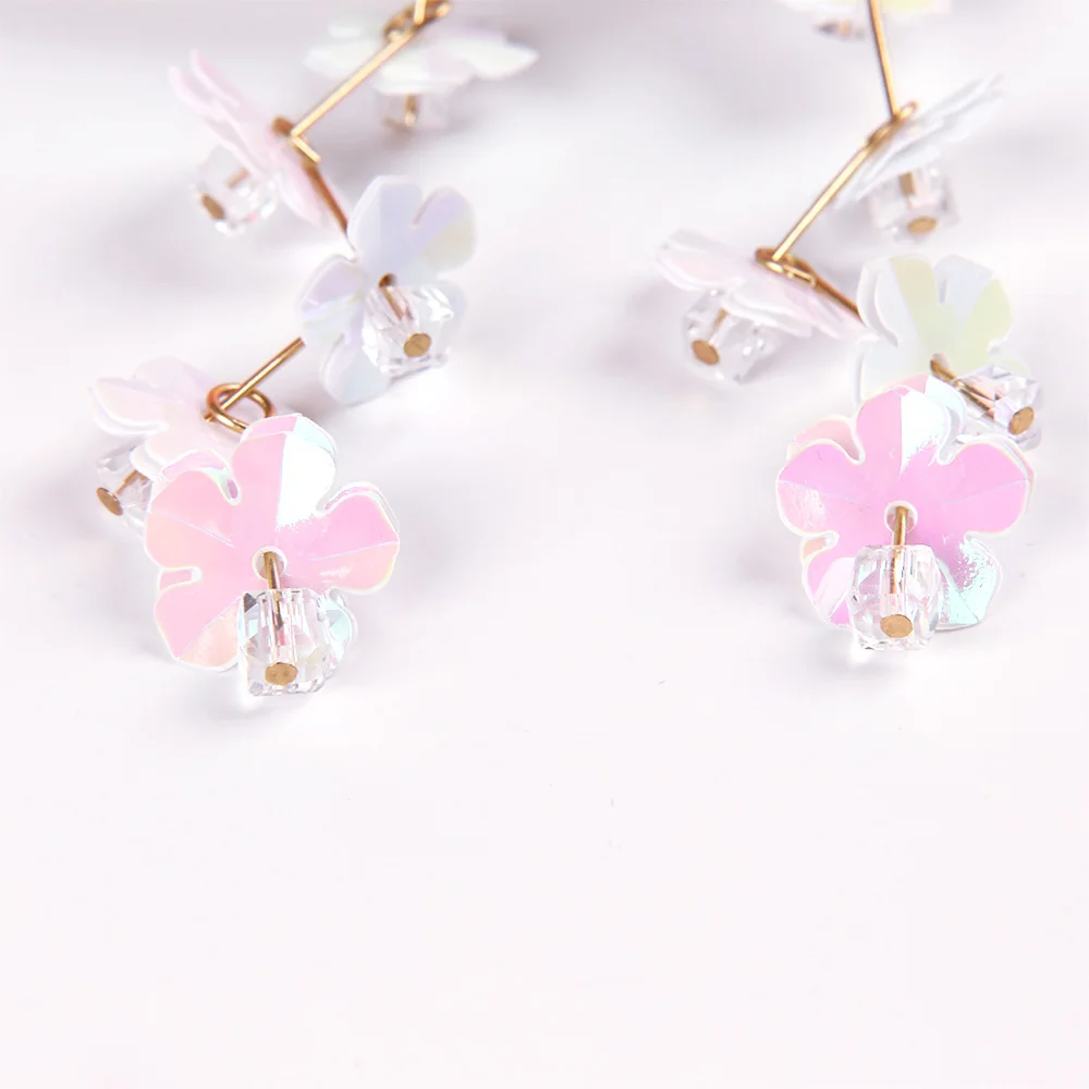 2019 корейские милые длинные Подвесные серьги в форме розового цветка из ткани