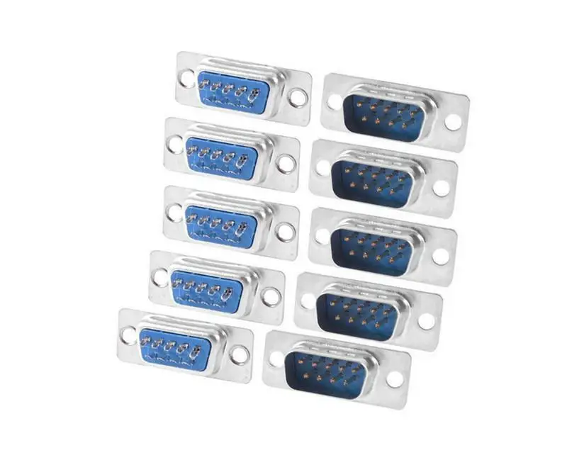 

10pcs D-SUB 9 Pin Male Solder Type Socket Connector S232 2 rows 250V 1A
