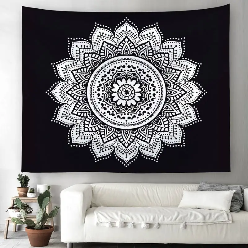 Инь Янь Мандала гобелены домашний декор черный настенный сплетен гобелен ткань