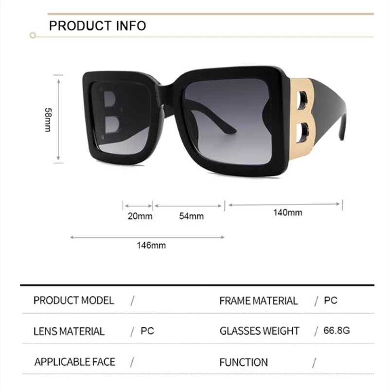 

KarenHeather Brand Designer Big Mark Luxury Sunglasses With B For Men Women Rock Style Fashion Shades UV400 Vintage Glasses