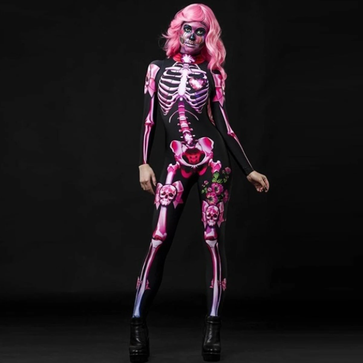 

Rose Sexy Women Halloween Devil Ghost Jumpsuit Dress Party Carnival Performance Scary Costume Girl Day Of The Dead