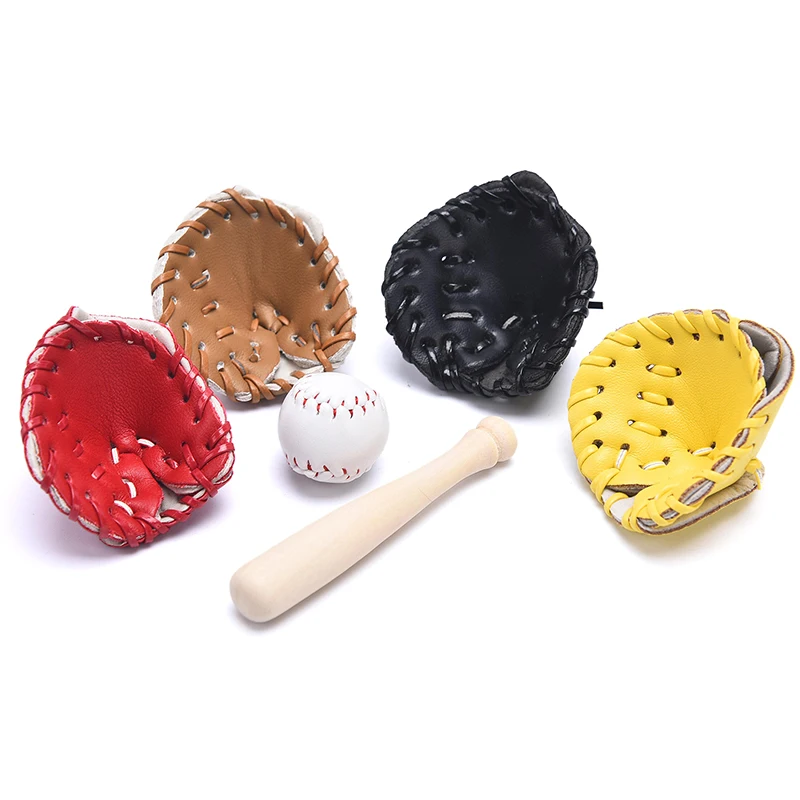 

3Pcs/Set 1/12 Dollhouse Miniature Baseball+Bat+Glove Simulation Sports Accessories Game Ornaments For Dollhouse Decoration New