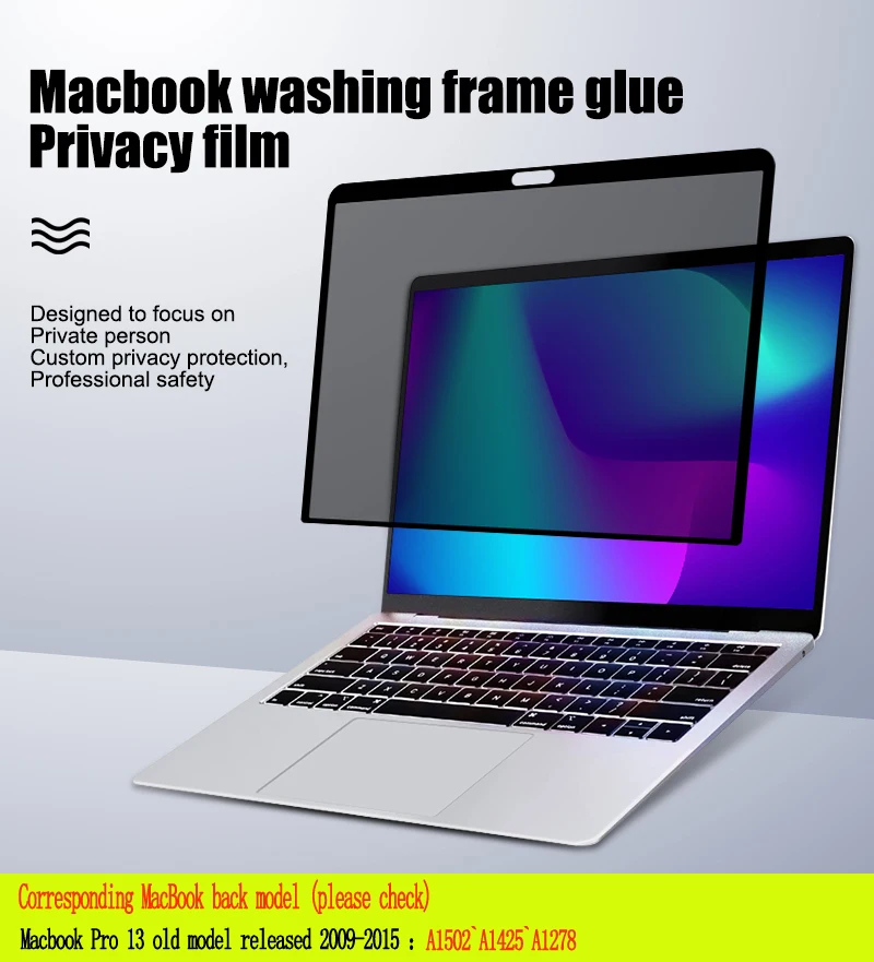 

Privacy Filter Anti spy PET Screens protective film For MacBook old Pro13 inch A1502 A1425 A1278 release 2009~2015