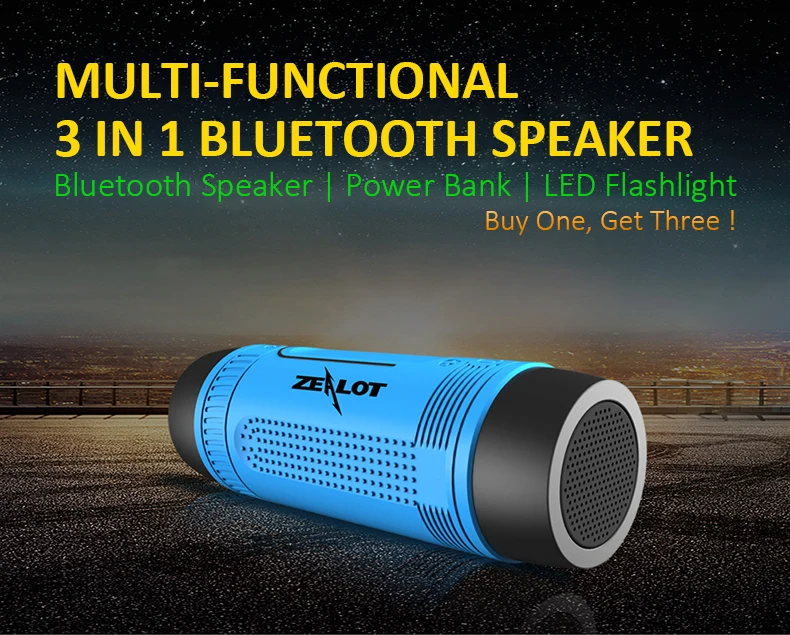 ZEALOT S1 велосипедный стерео Bluetooth динамик Беспроводная колонка сабвуфер светодиодный фонарик радио 4000 мАч батарея TF карта Play