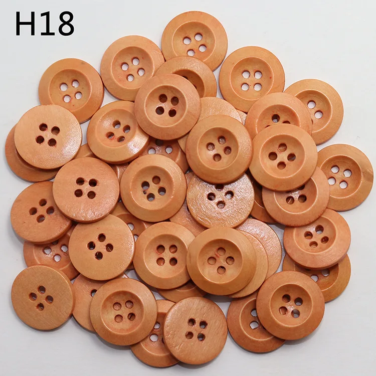 Круглая деревянная пуговица для шитья и скрапбукинга 100 шт. 11-25 мм натуральная 4