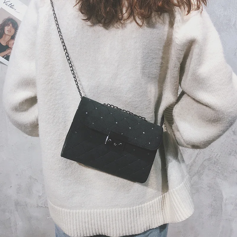 Модная плюшевая цепь маленькая квадратная сумка в Корейском стиле Baitao для ужина