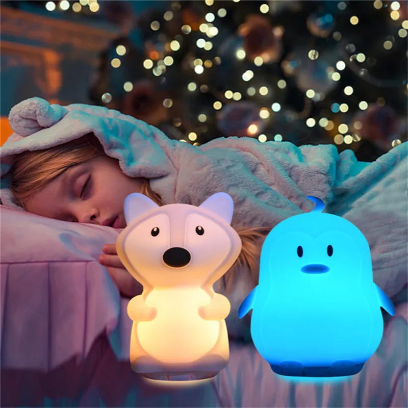 

Fox Penguin Night Light Bedroom Decor Usb Led Light Indoor Nightlight Colorful Color Changing Lights for Children Kids Room
