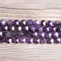 6 8 10mm natural faceted cut amethysts stone loose beads fit for jewelry diy making bracelet necklace earring amulet accessories