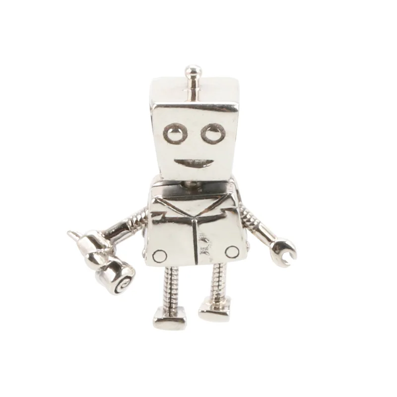 

DoDoFly S925 Sterling Silver Fun Robot Rob Robot Beaded Fit Original Bracelet Pendant DIY Jewelry Charms Gift