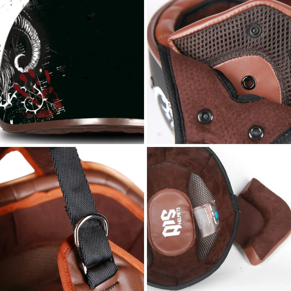 Мотоциклетный шлем в стиле ретро Байкерский мотоциклетный с открытым лицом для