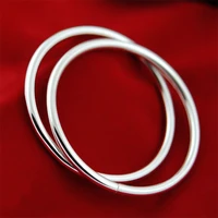 55mm 60mm glossy smooth girls cuffs and bracelets silver plated copper cuff bracelet female charm bracelets for women